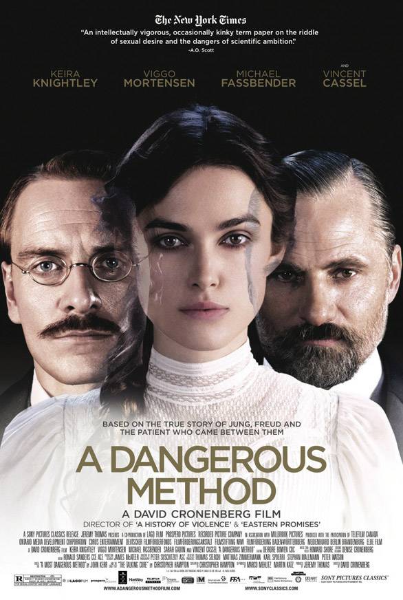 A Dangerous Method movie poster with Viggo Mortensen, Keira Knightley & Michael Fassbender
