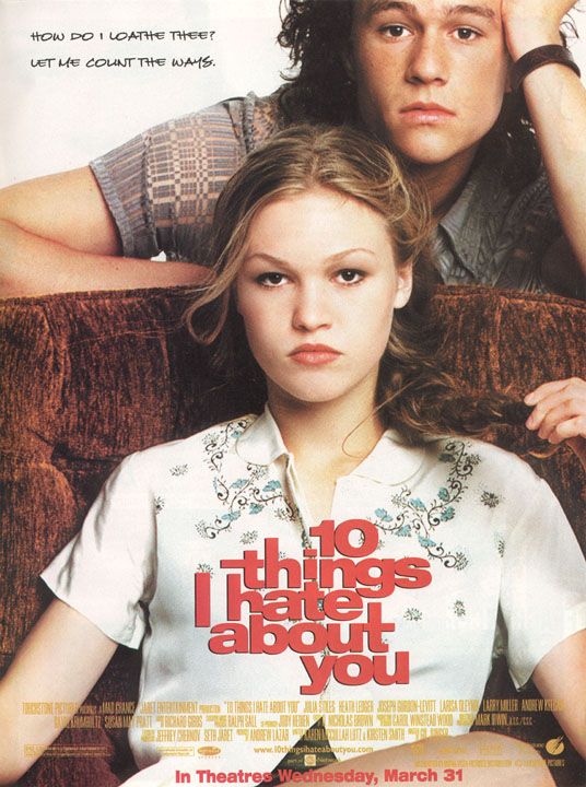 Heath Ledger and Julia Stiles in 10 Things I hate about you