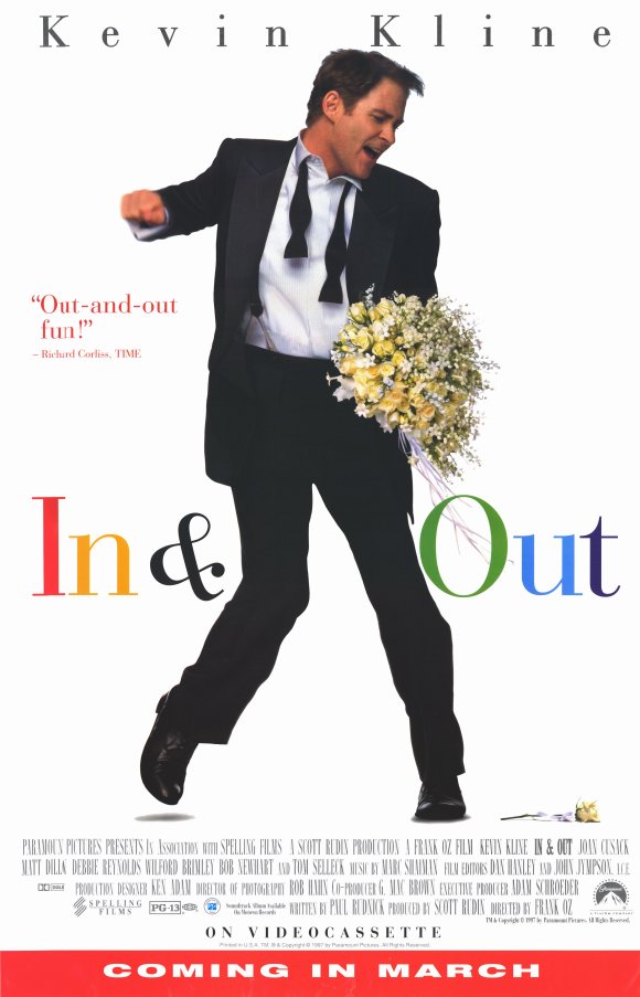 In & Out starring Kevin Kline, Tom Selleck, Matt Dillon and Joan Cusack