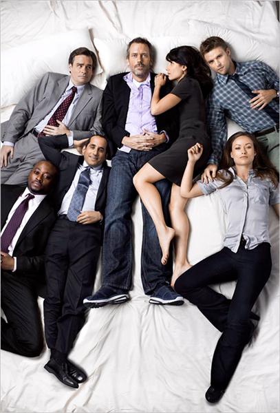 House MD Season 7 Cast. From left: Omar Epps, Robert Sean Leonard, Peter Jacobson, Hugh Laurie, Lisa Edelstein, Jesse Spencer and Olivia Wilde